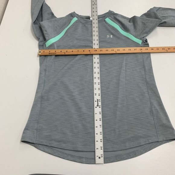 Under Armour Shirt Women XL Extra Large Gray Mint Micro Fleece Raglan Thumbhole - Picture 7 of 14